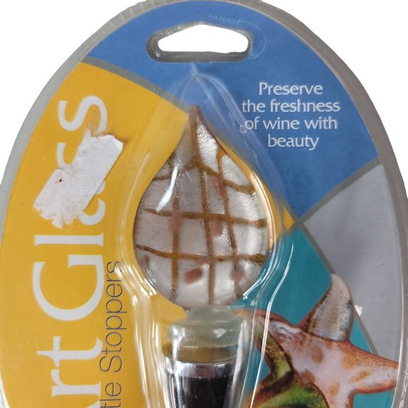 NEW LS Arts Art Glass Wine Bottle Stopper Pearlized Teardrop Leaf Stripes Dots - Picture 2 of 6